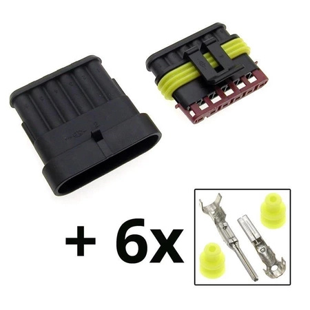 Złącze SuperSeal 1.5 6-pinowe hermetyczne samochodowe - OH-6 AMIO-03522