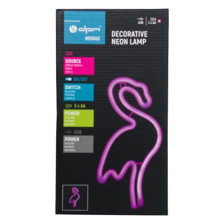 Neon LED "flaming", dekoracja LED 15x28,5cm zasilanie z baterii lub USB