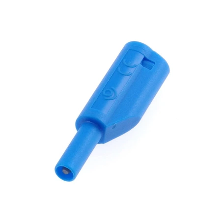 Wtyk bezpieczny 2mm z tuleją stałą i gniazdem 2mm, przykręcany, niebieski