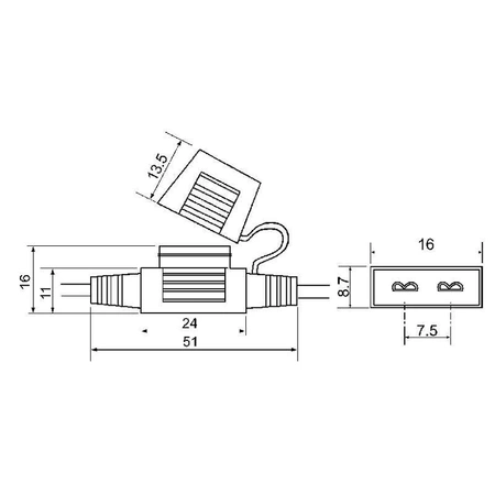 Gniazdo bezpiecznika nożowego MINI