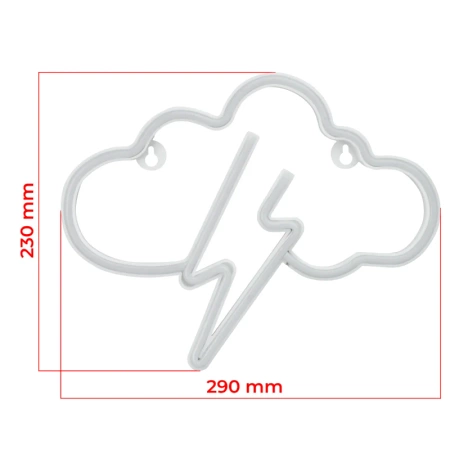 Neon LED "chmurka", dekoracja LED 29x23cm zasilanie z baterii lub USB