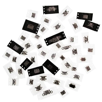 Zestaw 48 gniazd micro USB B do napraw, rozne sposoby mocowania do PCB