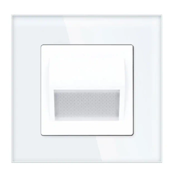 Lampka schodowa LED 230V 1W, światło białe neutralne 4500K, z ramką szklaną, biała TAWOIA Glass