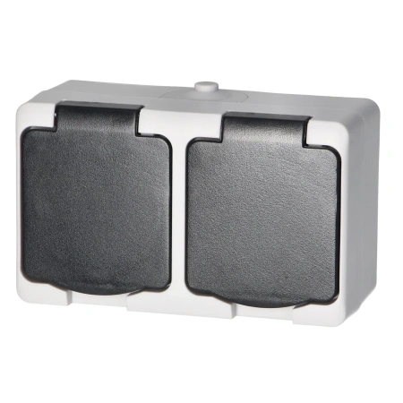 Gniazdo podwójne ORNO AQUATIC MINI IP54 16A 230V natynkowe biało-czarne