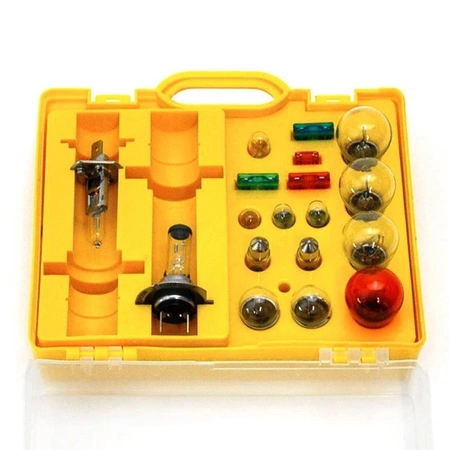 Żarówka samochodowa halogenowa H1 + H7 12V z zestawem żarówek i bezpieczników, 18szt