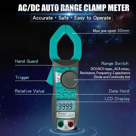 Miernik cęgowy 30mm, 400A AC/DC, MT-3109 Proskit