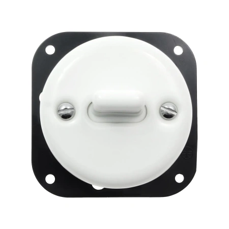 Włącznik pojedynczy dwubiegunowy dźwigniowy, okrągły z ramką, biały, Ceramic Loft