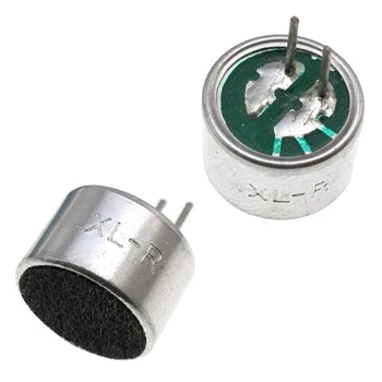 Mikrofon pojemnościowy elektretowy 9,7 × 6,7 mm, 4,5 V, z wyprowadzeniami pinowymi, KPCM15E-P