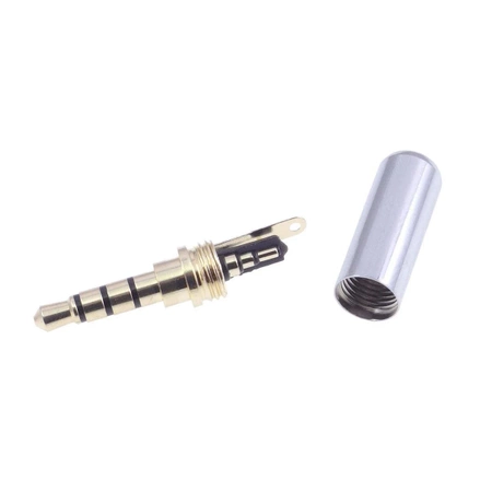 Wtyk jack 3.5 4-polowy HERMANN srebrny SLIM, profesjonalny