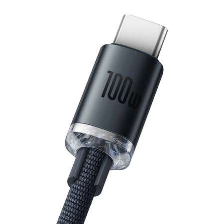 Kabel USB do USB-C 1.2m, szybkie ładowanie PD / QC 100W, czarny, Baseus Crystal Shine