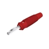 Wtyk izolowany 4mm z otworem 4mm i boczną sprężyną dociskową, przykręcany 16A, czerwony