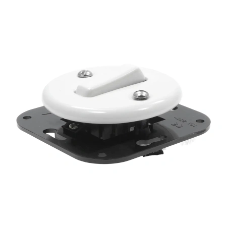 Włącznik dzwonkowy ceramiczny, okrągły z ramką, podtynkowy biały Ceramic Loft