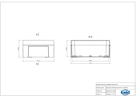 Obudowa hermetyczna ZP240.190.105 jasnoszara ABS