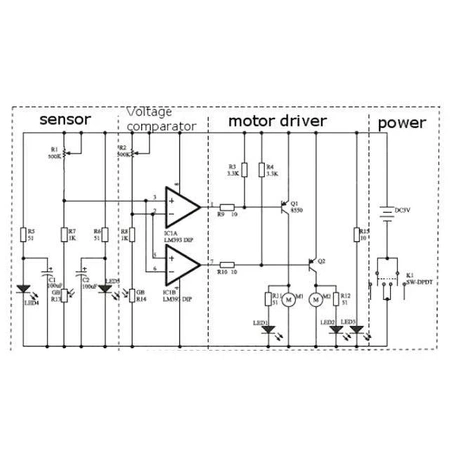 Podwozie robota, mini robot jeżdżący D2-1 - DIY KIT - 2 silniki