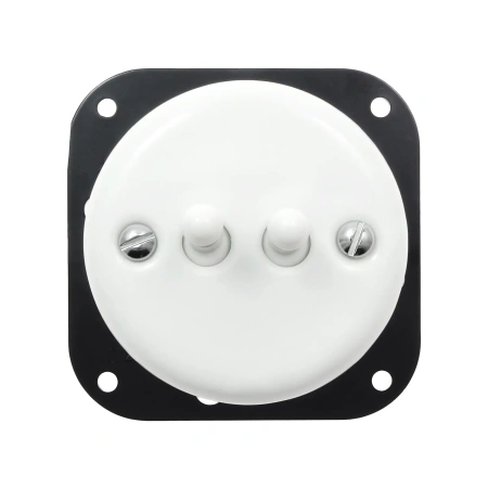 Włącznik żaluzjowy dźwigniowy ceramiczny, okrągły z ramką, podtynkowy biały Ceramic Loft