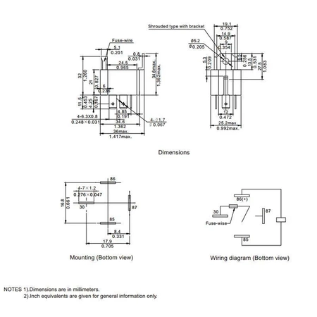 Przekaźnik samochodowy NVFS SPST-NO, 24V, 30A, bezpiecznik