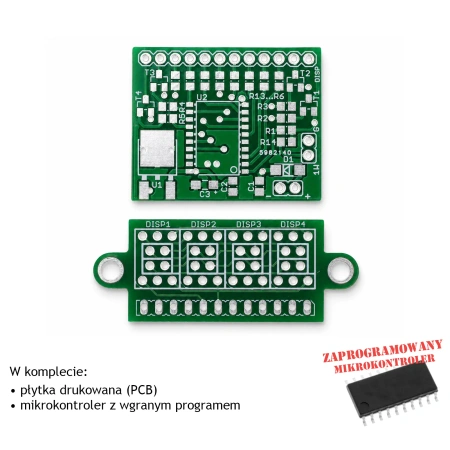 Termometr LED - wersja 7mm czerwony - PCB's i mikroprocesor do projektu AVT 1697/1