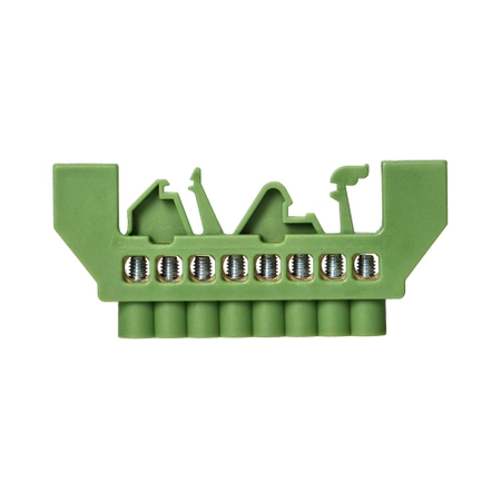 Listwa zaciskowa izolowana dla uziemienia PE, 8 przewodów, szyna DIN, zielona, ORNO 8203