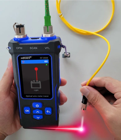 Tester okablowania i miernik mocy optycznej LCD, RJ-45, RJ-11, BNC z szukaczem par, pióro świetlne VFL Noyafa NF-8508