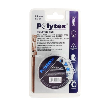 Taśma samowulknizująca, silikonowa do izolacji i naprawy POLYTEX 550 25mm/3m