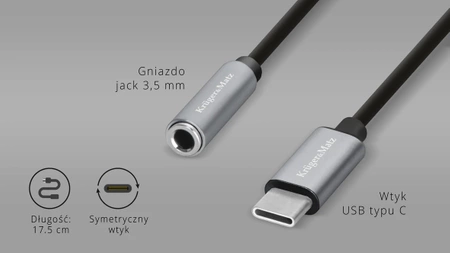 Adapter wtyk USB C - gniazdo jack 3.5 stereo Kruger&Matz