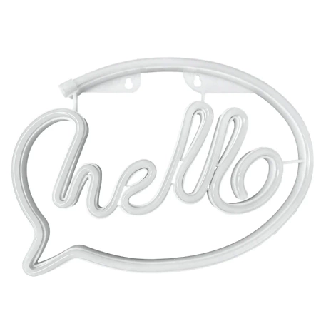 Neon LED "hello", dekoracja LED 30x21cm, zasilanie z baterii lub USB