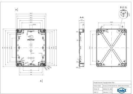 Obudowa hermetyczna ZP240.190.60 jasnoszara ABS