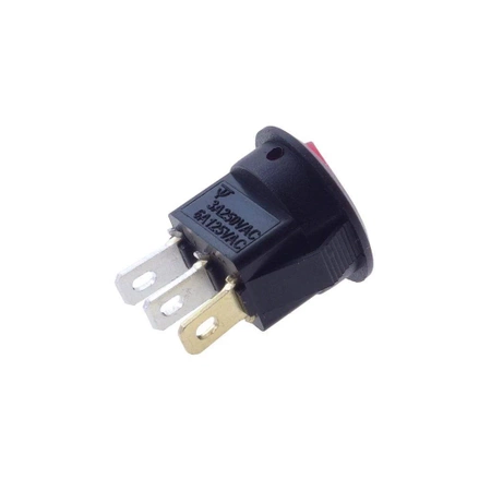 Przełącznik AC, czerwony, podświetlany, mini