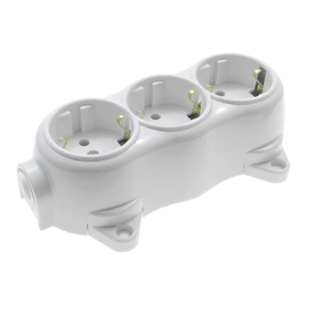 Gniazdo elektryczne Schuko potrójne, montaż natynkowy, kolor biały, seria Retro PRL