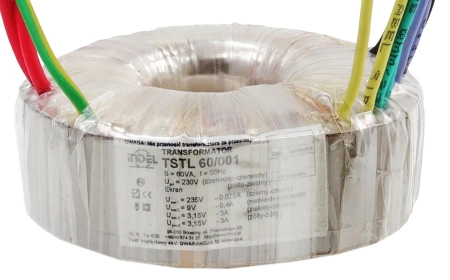 Transformator toroidalny 60VA Indel TSTL 60/001 230V (235V, 9V, 3.15V, 3.15V) do wzmacniaczy lampowych