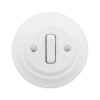 Włącznik światła pojedynczy ceramiczny, okrągły z ramką, podtynkowy biały Ceramic Loft