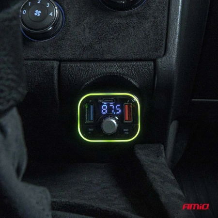 Transmiter FM 2xUSB-A + USB C + microSD, AMIO-04652