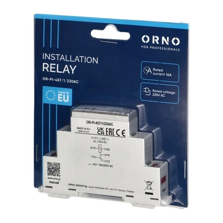 Przekaźnik instalacyjny 1P 230Vac 16A chwilowy