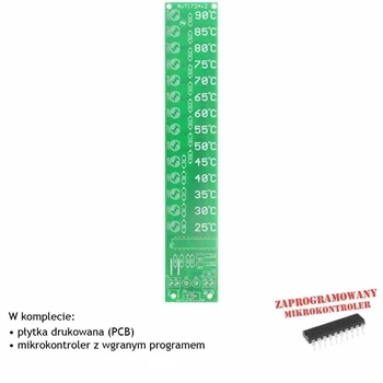 Termometr LED do wędzarni 25-90°C z DS18B20 - PCB i mikroprocesor do projektu AVT 1734