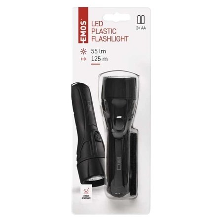 Latarka LED 1W plastikowa 2× AA