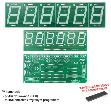 Stoper dla 5 zawodników - zegar - licznik zdarzeń - 2 wyświetlacze - PCB's i mikroprocesor do projektu AVT 5377