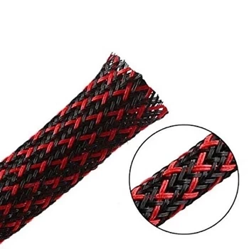 Oplot poliestrowy 4/8 mm, czarno-czerwony, typ 2, 1mb