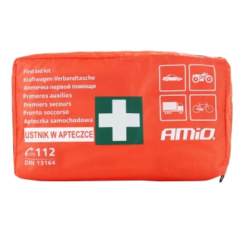 Apteczka samochodowa DIN 13164 z ustnikiem, 44 elementy, wodoodporna - AMIO-01691