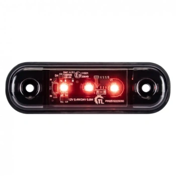 Lampa obrysowa LED czerwona 12/24 V, klosz przyciemniany DARK, 83,7 × 24,2 mm - L1319