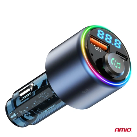 Transmiter FM + USB-A + USB-C, AMIO-04655