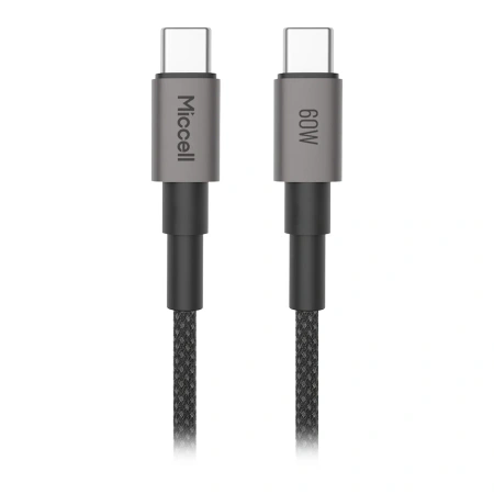 Kabel USB-C - USB-C, 60 W, 1,2 m, czarny, Miccell, MIC-003759