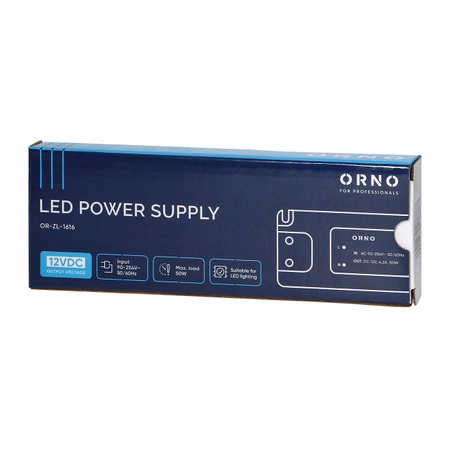 Zasilacz do taśm LED 12 V DC, 50 W, 4,2 A, montaż natynkowy, ORNO 1616