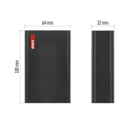 Powerbank, 20000 mAh, 65 W, szybkie ładowanie PD, czarny, EMOS B0560