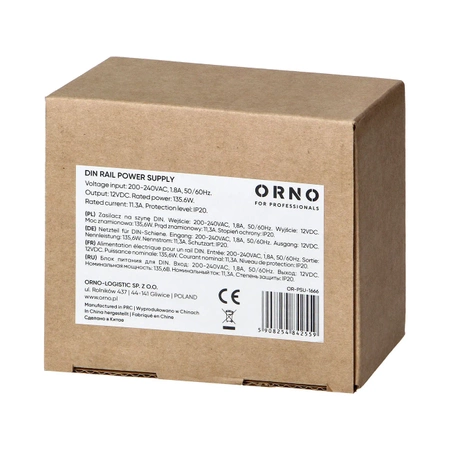 Zasilacz na szynę DIN 12VDC 11.3A 135.6W OR-PSU-1666