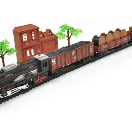 Zestaw Realistyczna Kolejka Rail King - Parowóz + 3 Wagony
