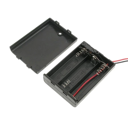 Koszyk baterii AA x3 z pokrywą, włącznikiem i przewodami