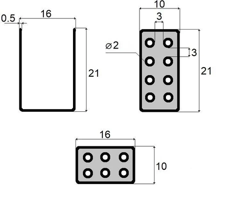 Zestaw 20 łączników metalowych typ U 10x16x21mm