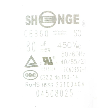 Kondensator rozruchowy do silnika, CBB60 80uF 450Vac 55x120mm przewód