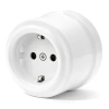 Gniazdo elektryczne Schuko okrągłe białe ceramiczne natynkowe - Ceramic Classic Loft
