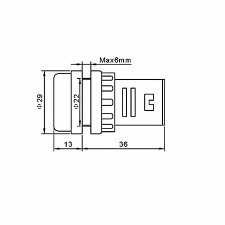 Woltomierz / amperomierz LED 28mm 20-380V/100A żółty okragły